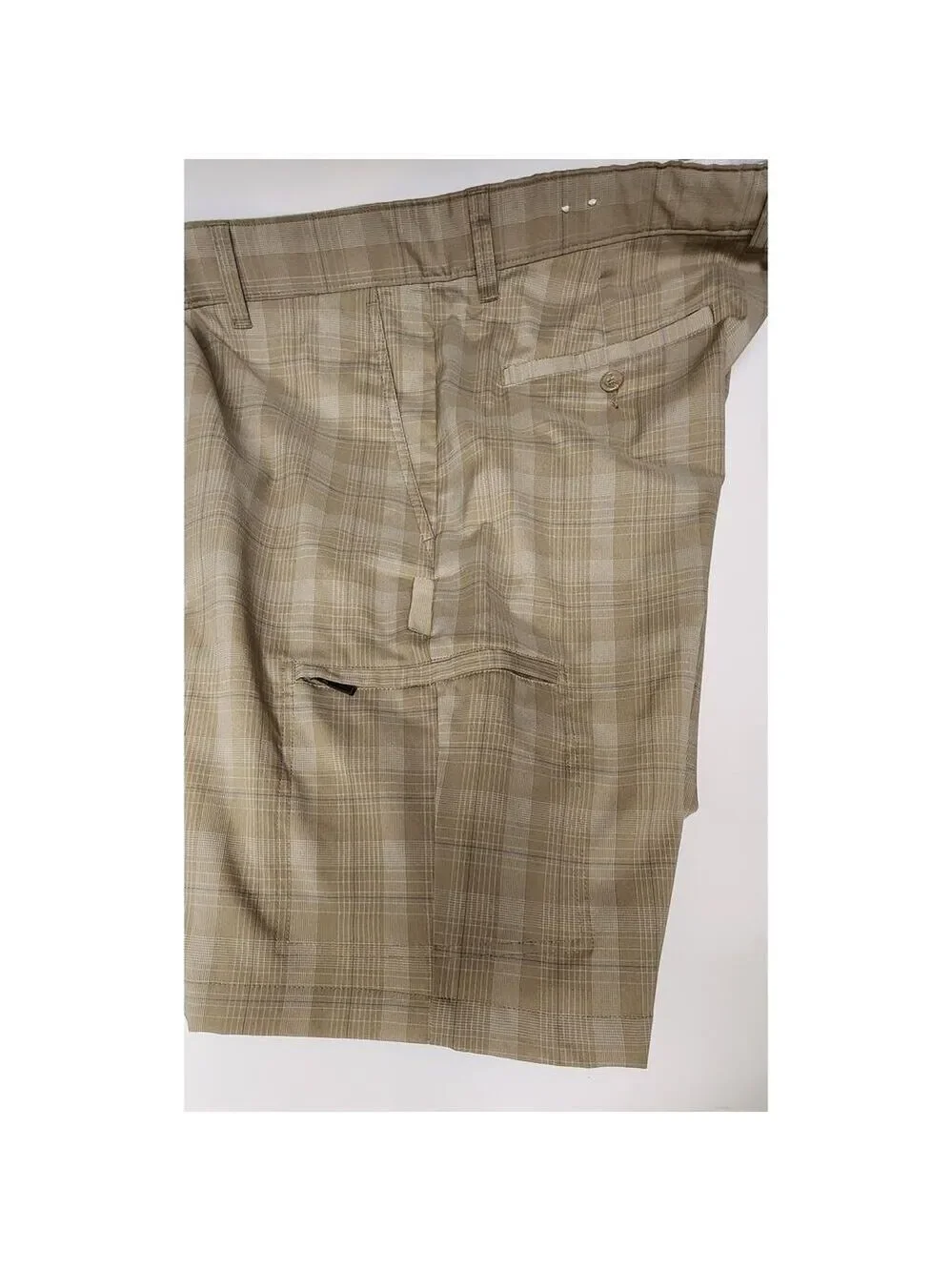 Greg Norman Men's Tasso Elba Tech Plaid Golf Shorts Size 38 Color Tan